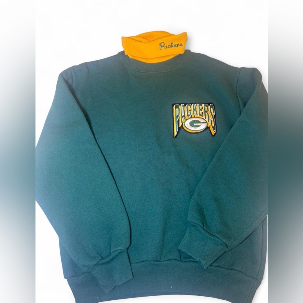 Vintage Packers Green and Yellow Men's Sweater